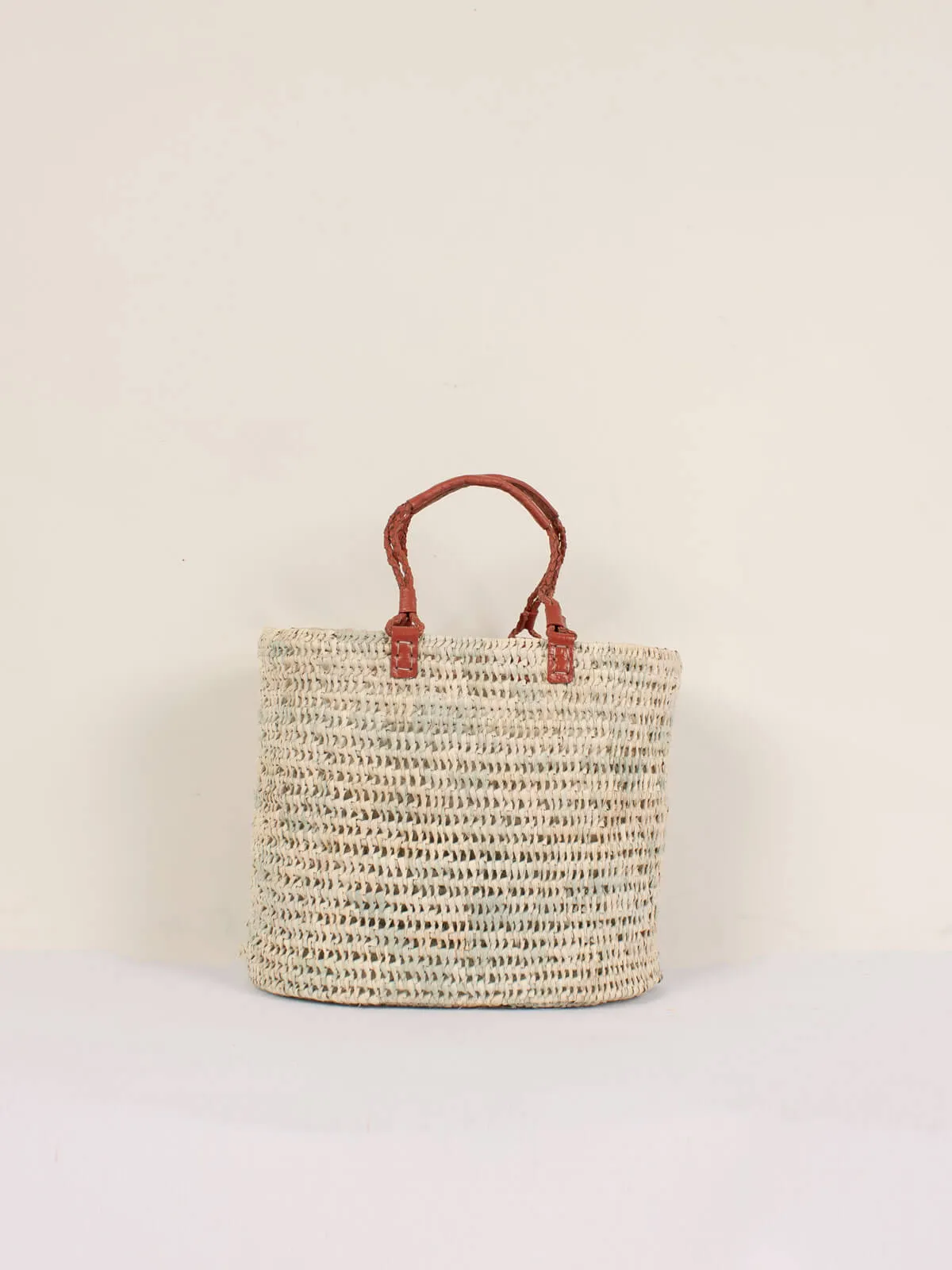 Pleated Leather Handle Basket, Terracotta