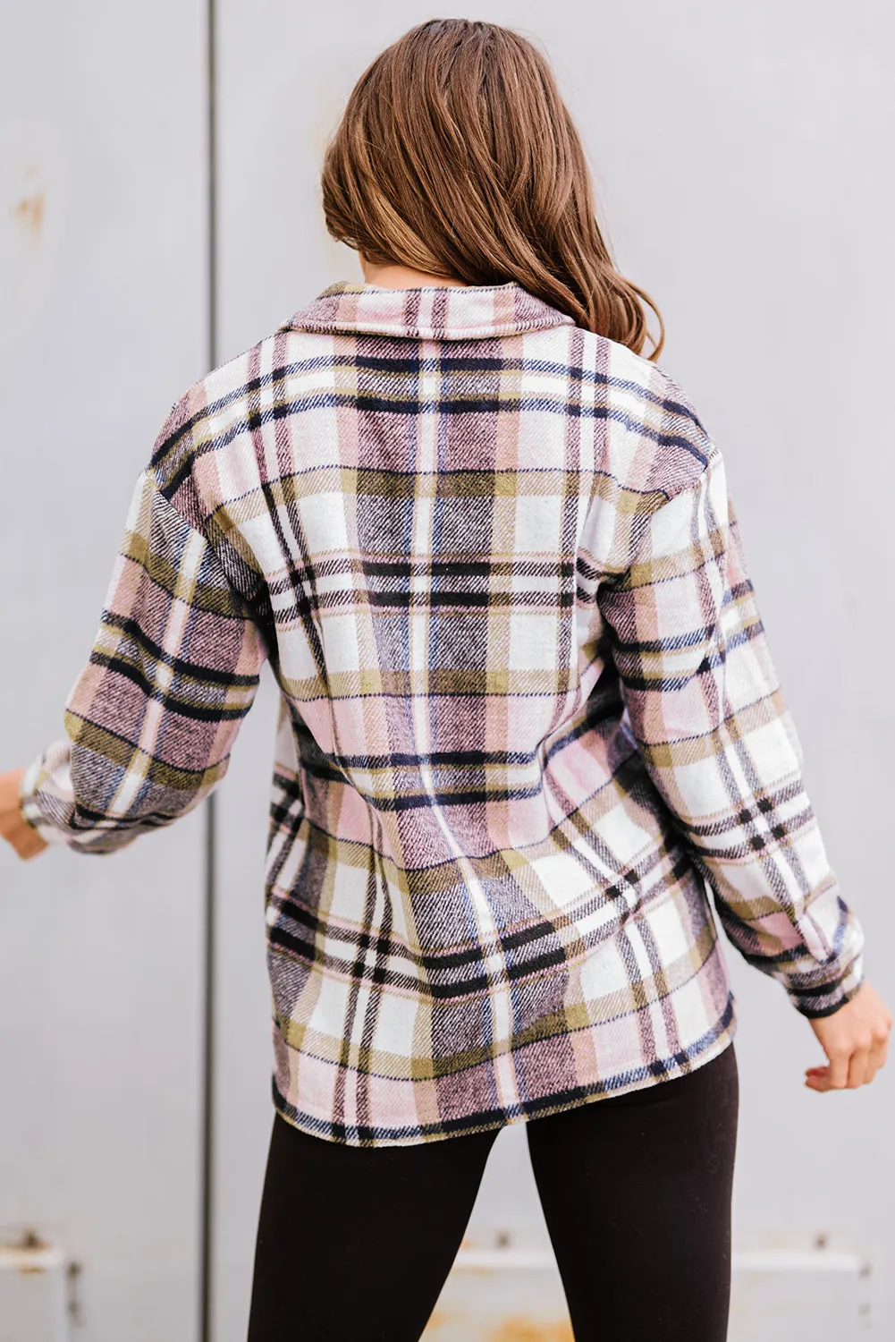 Plus Size Plaid Flap Pocket Shacket