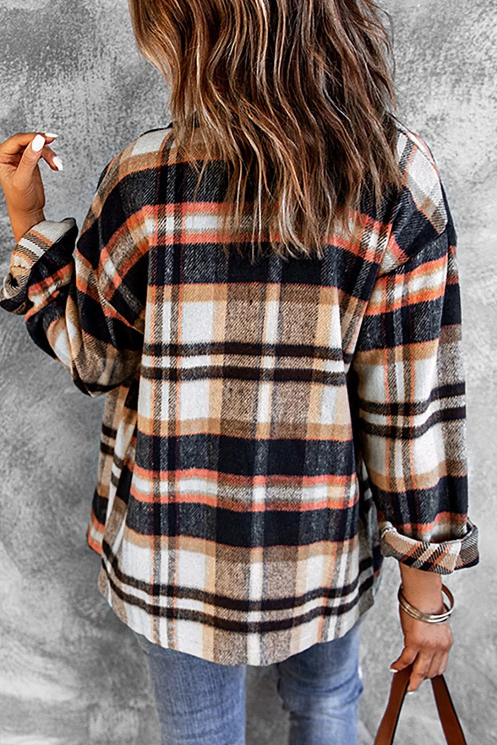 Plus Size Plaid Flap Pocket Shacket