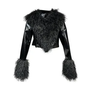 Pre Order:  Furry Vegan Leather Cropped Jacket