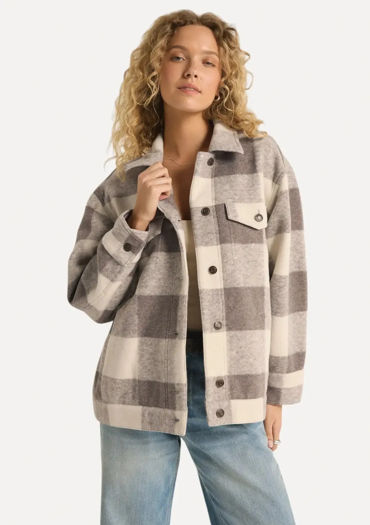 Preston Knit Plaid Jacket - Slate Grey