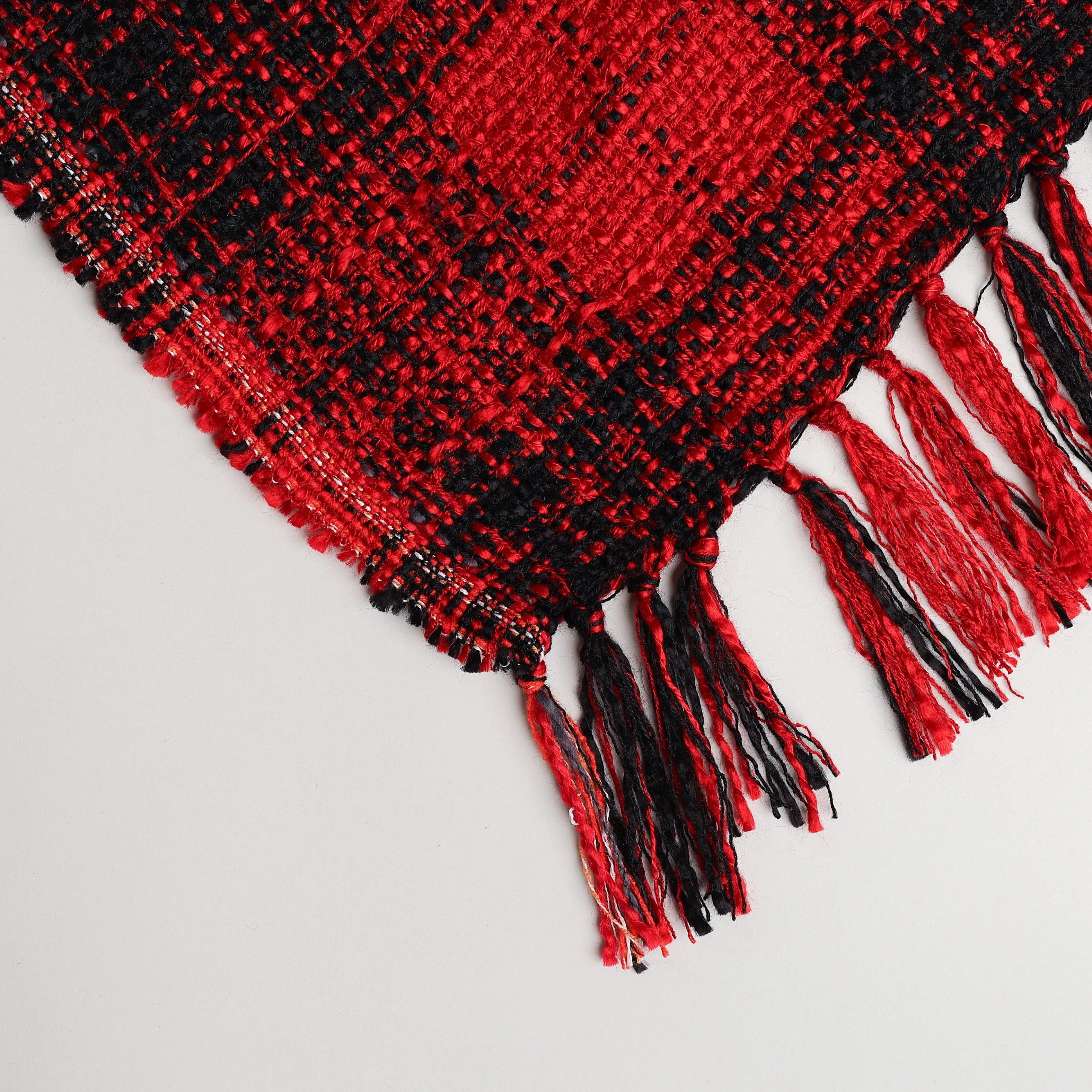 Red Plaid Throw Blanket 58" X 63"  3" Tassel