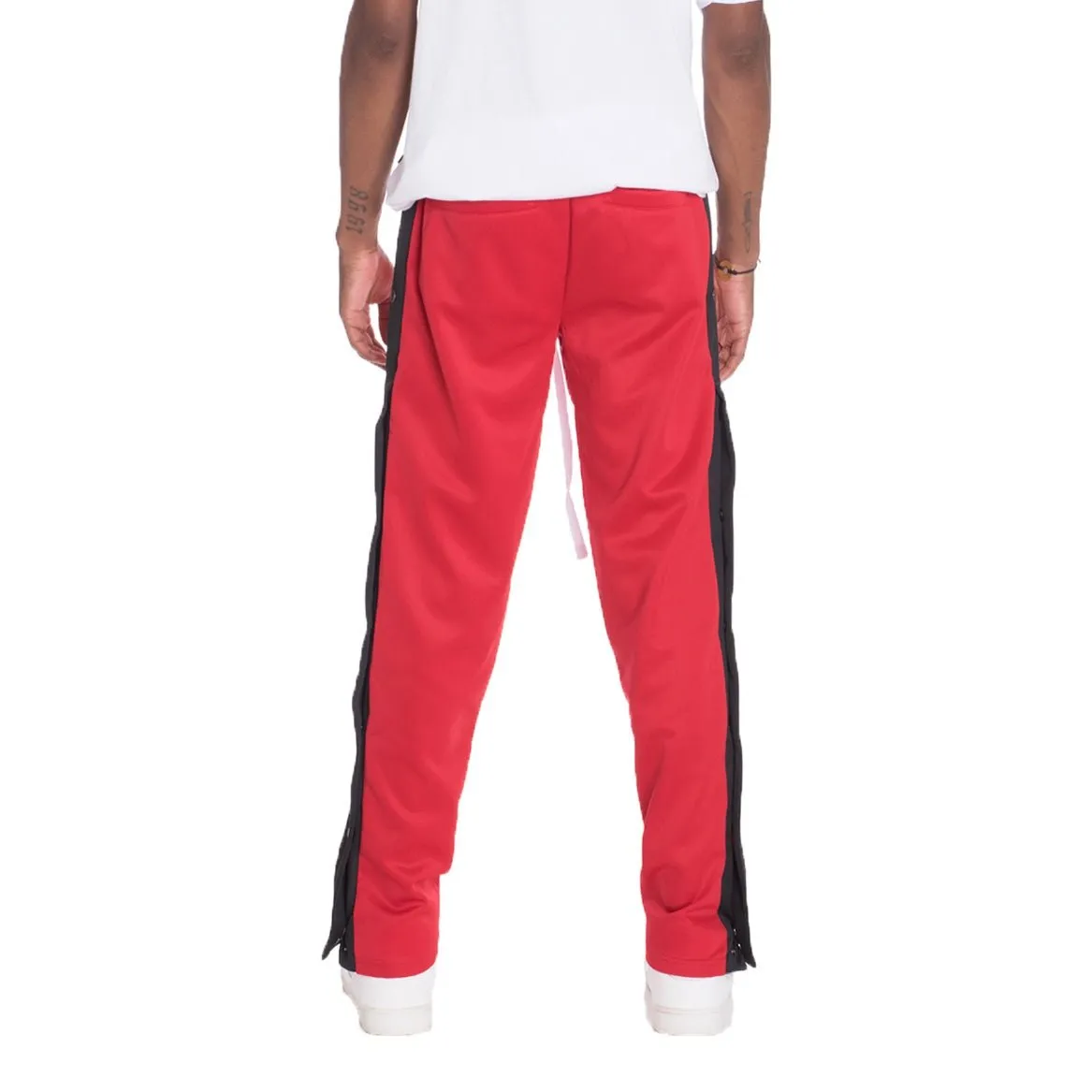 Red Snap Button Track Pants