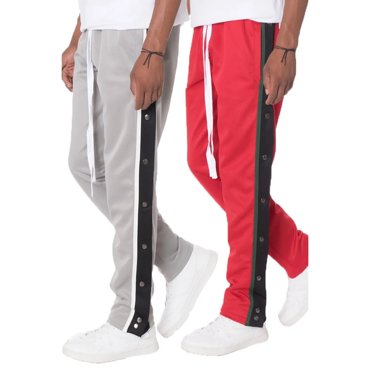 Red Snap Button Track Pants