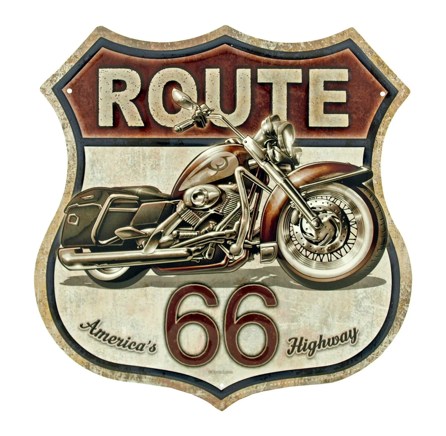 Route 66 Motorcycle Tin Sign