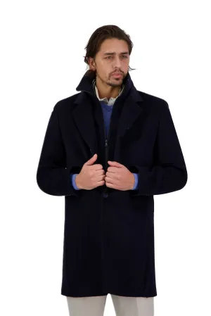 Savile Row Navy Jared Removable Collar Coat OC9