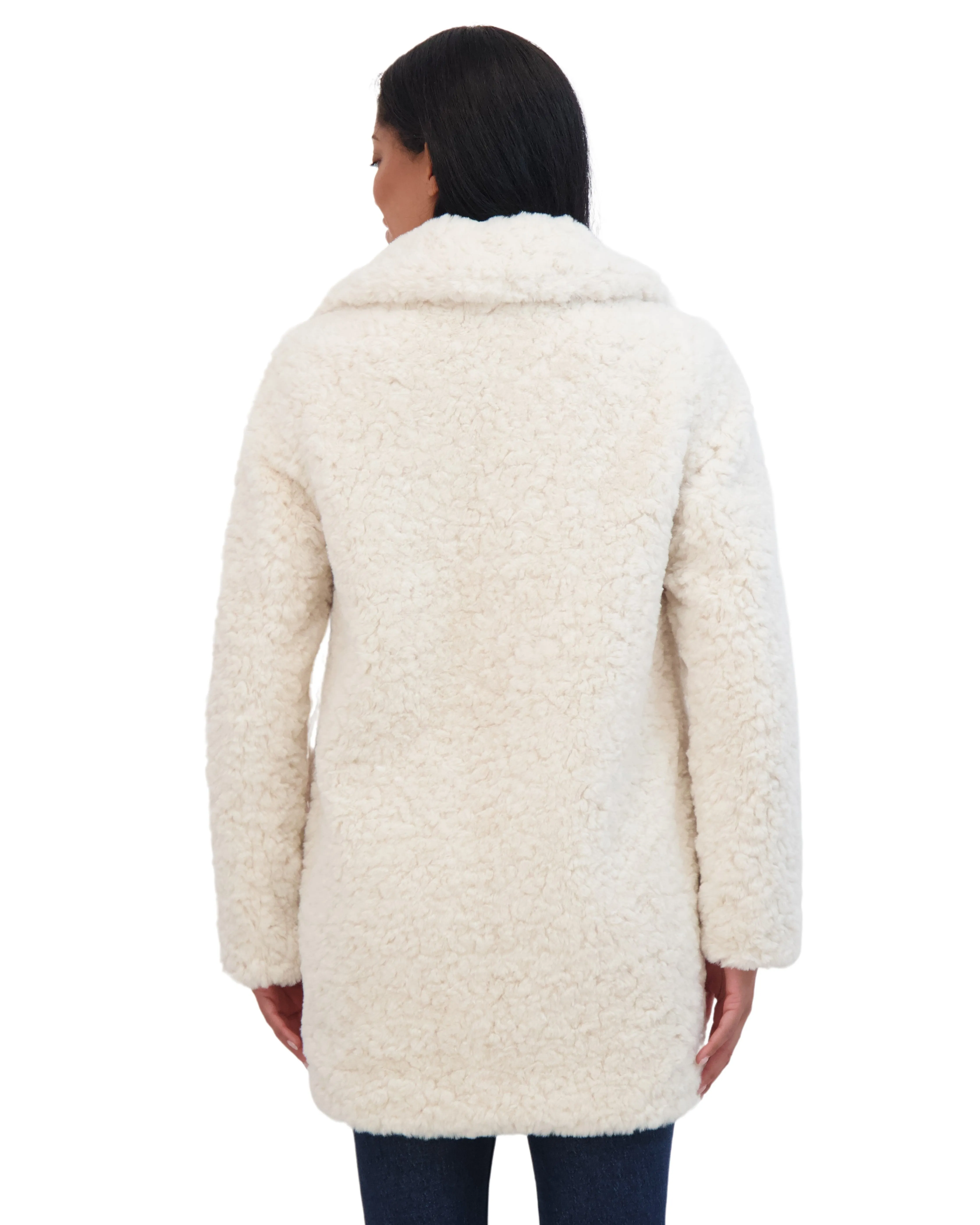 Sebby Collection Women's Crushed Faux Fur Button Front Coat