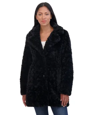 Sebby Collection Women's Crushed Faux Fur Button Front Coat