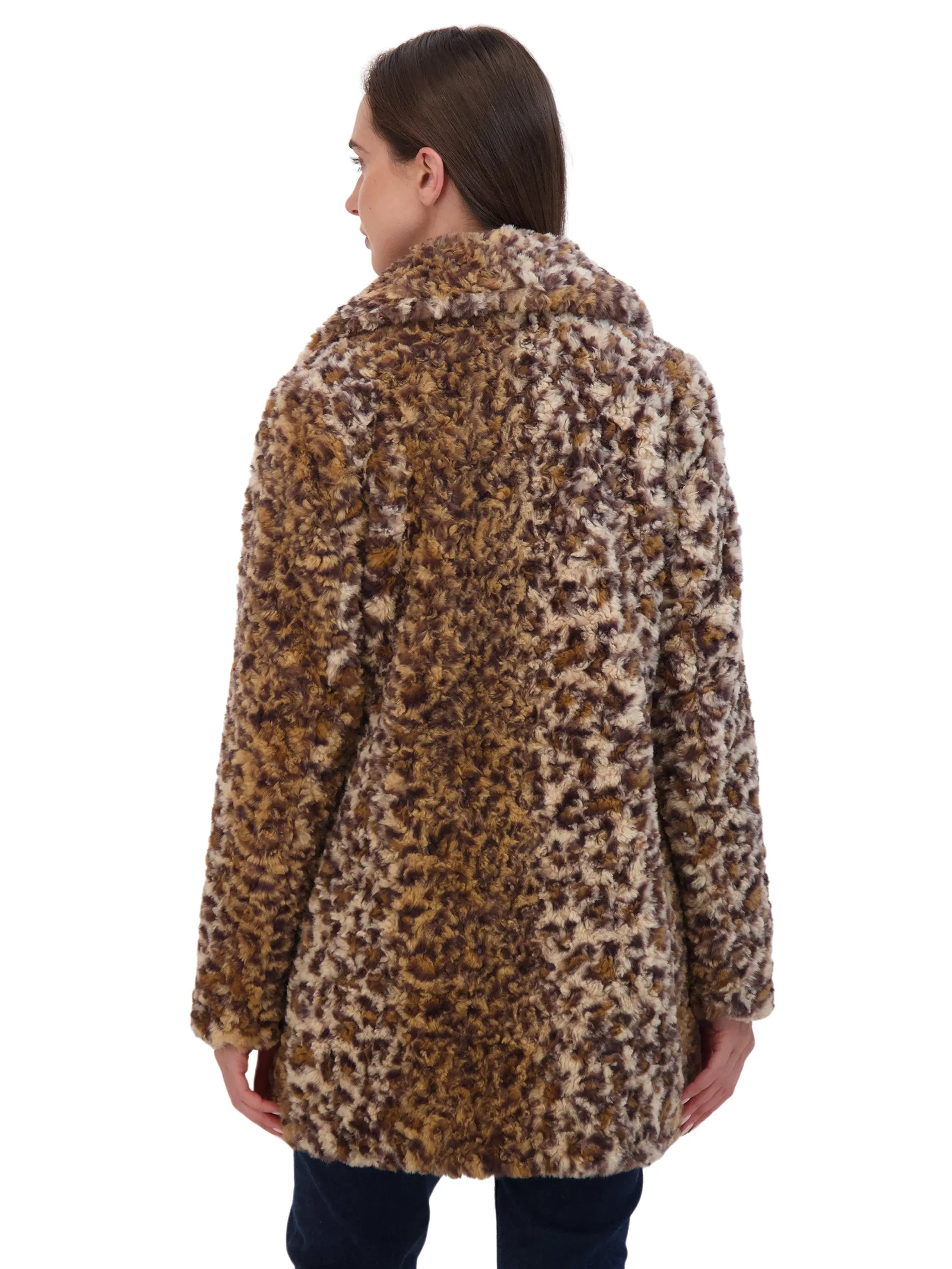 Sebby Collection Women's Crushed Faux Fur Button Front Coat