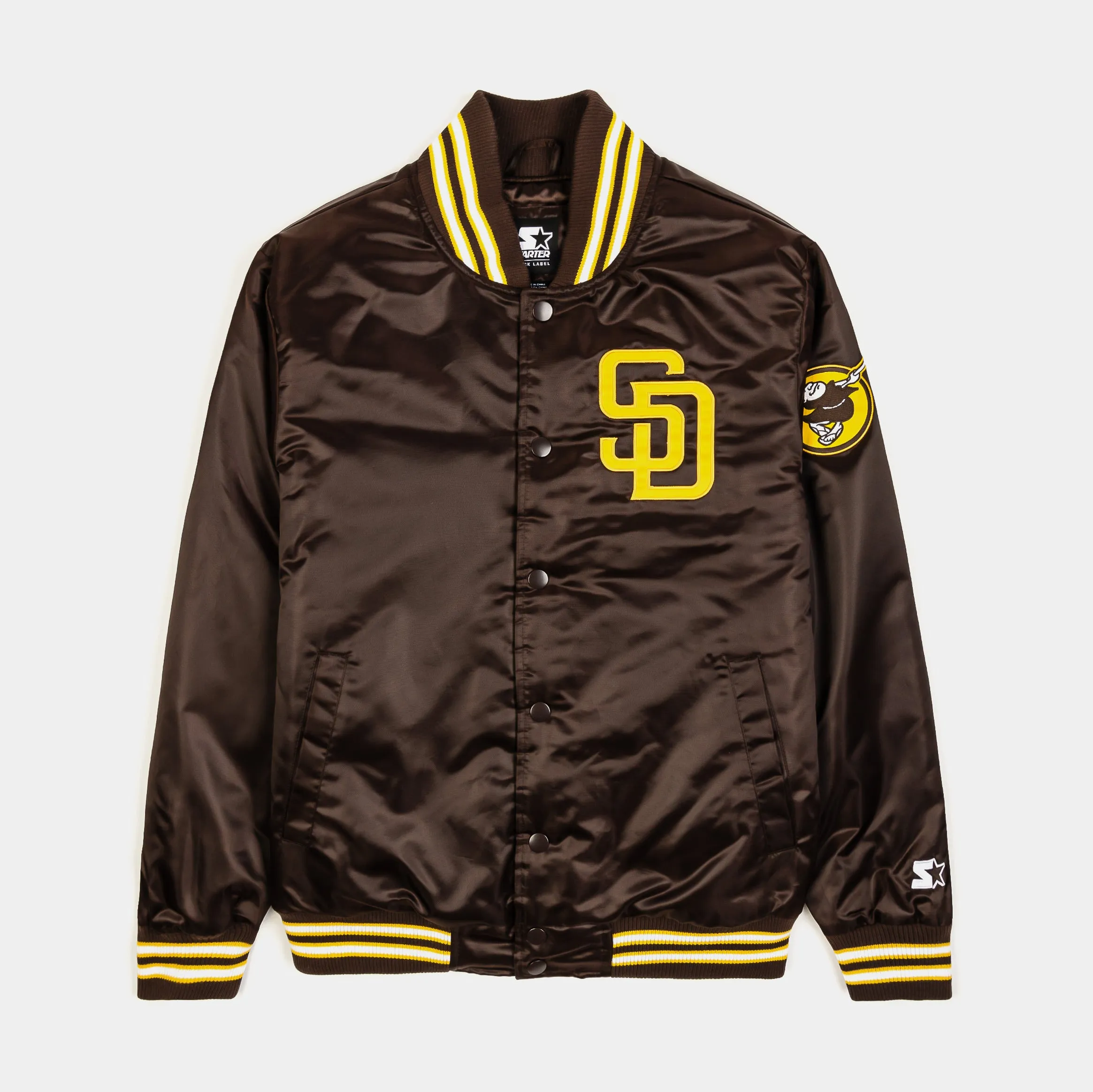 Shoe Palace Exclusive San Diego Padres Satin Bomber Mens Jacket (Brown/Yellow)