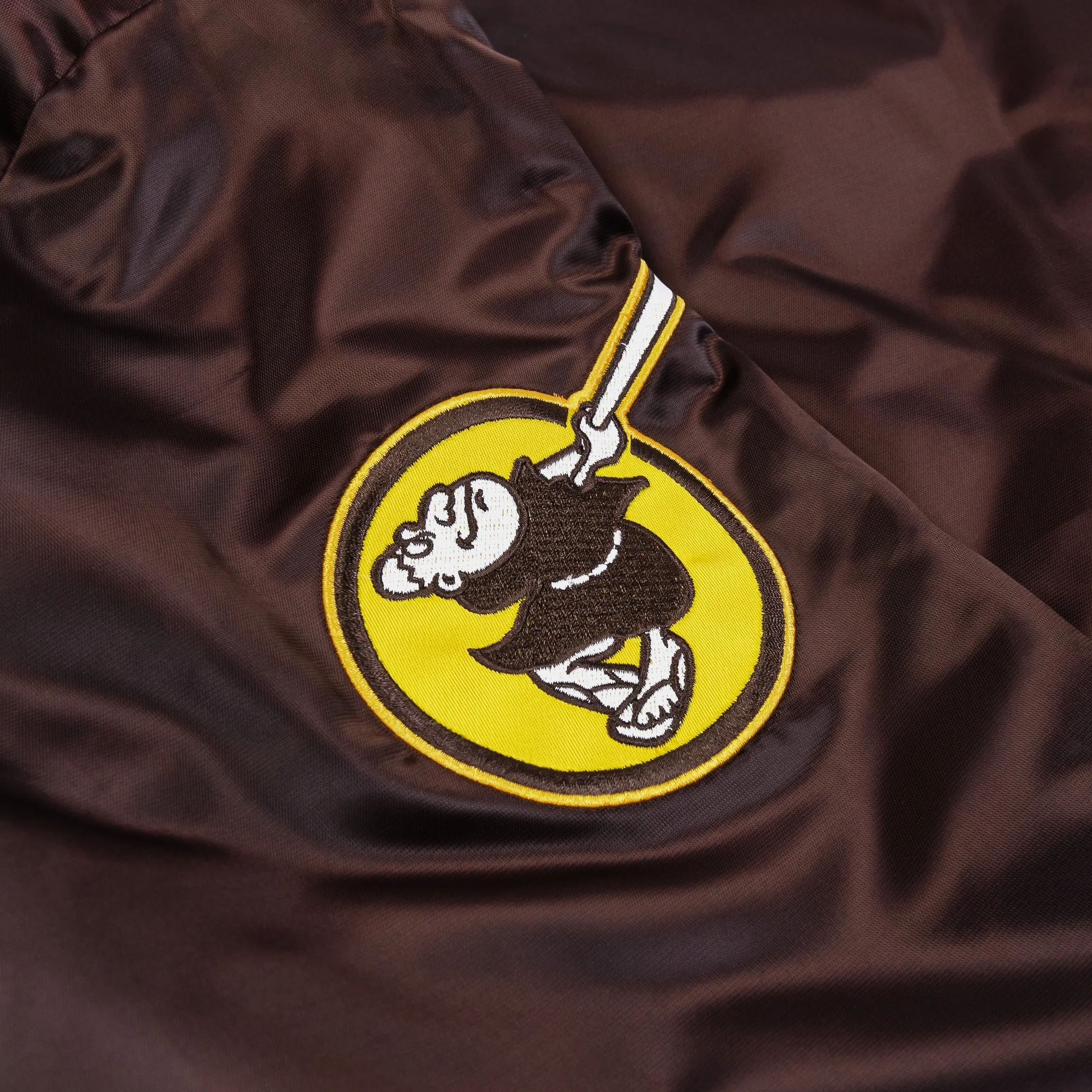 Shoe Palace Exclusive San Diego Padres Satin Bomber Mens Jacket (Brown/Yellow)