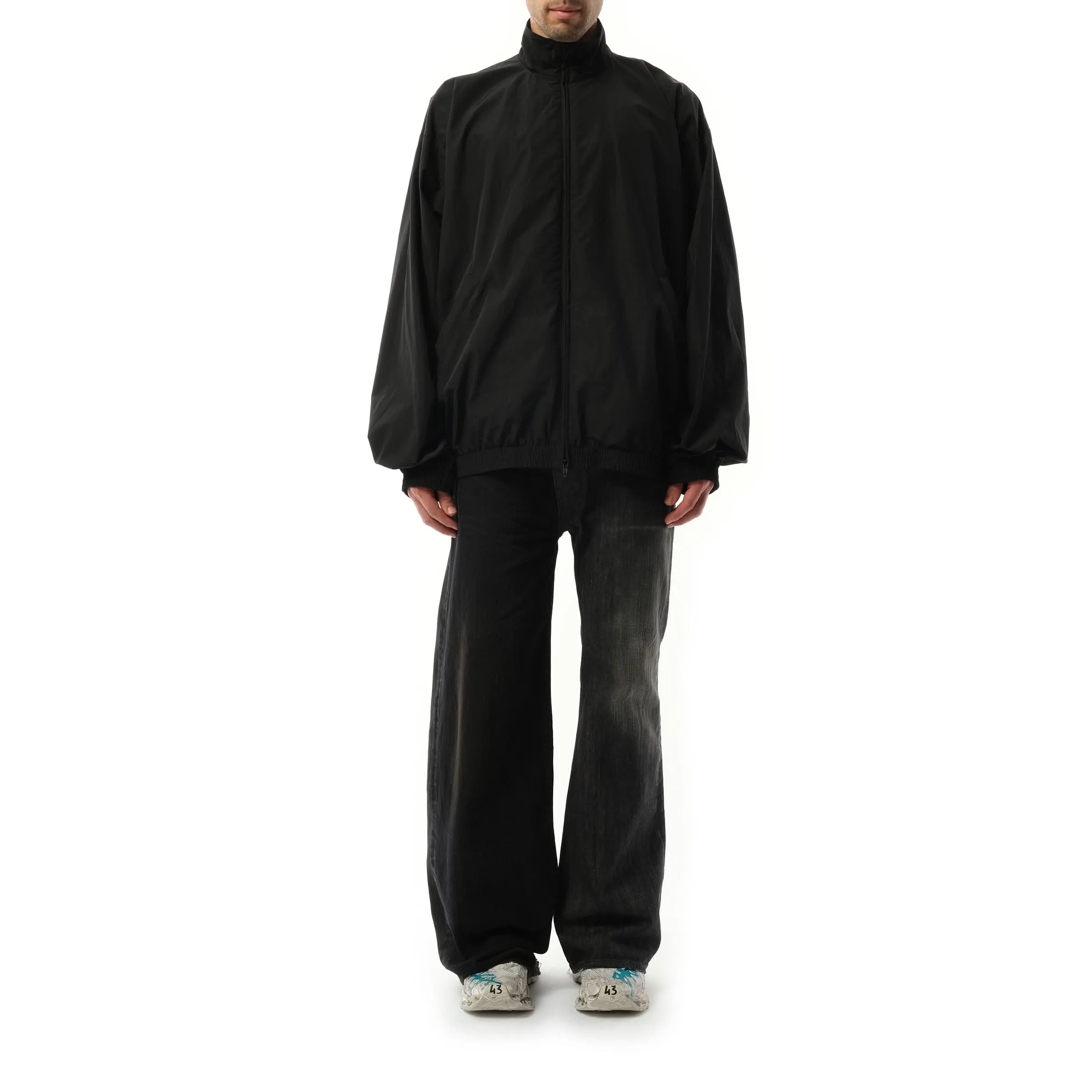 Techno Poplin Tracksuit Jacket in Black