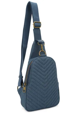 TEEK - Chevron Quilted Denim Sling Bag