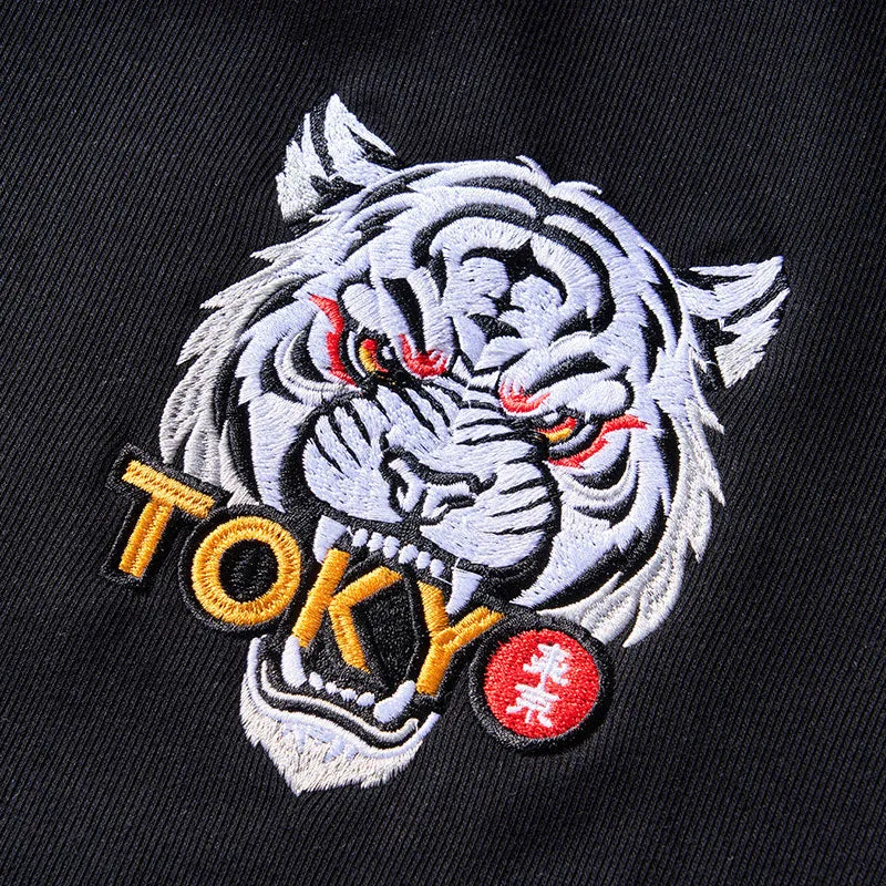 Tokyo-Tiger Cool Cat Japanese Embroidery Varsity Jacket