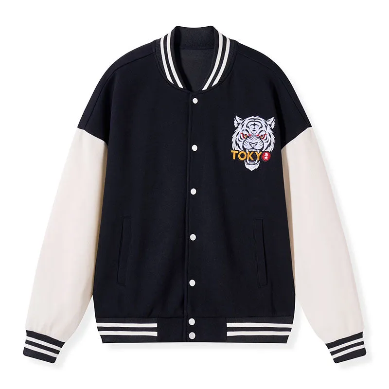 Tokyo-Tiger Cool Cat Japanese Embroidery Varsity Jacket