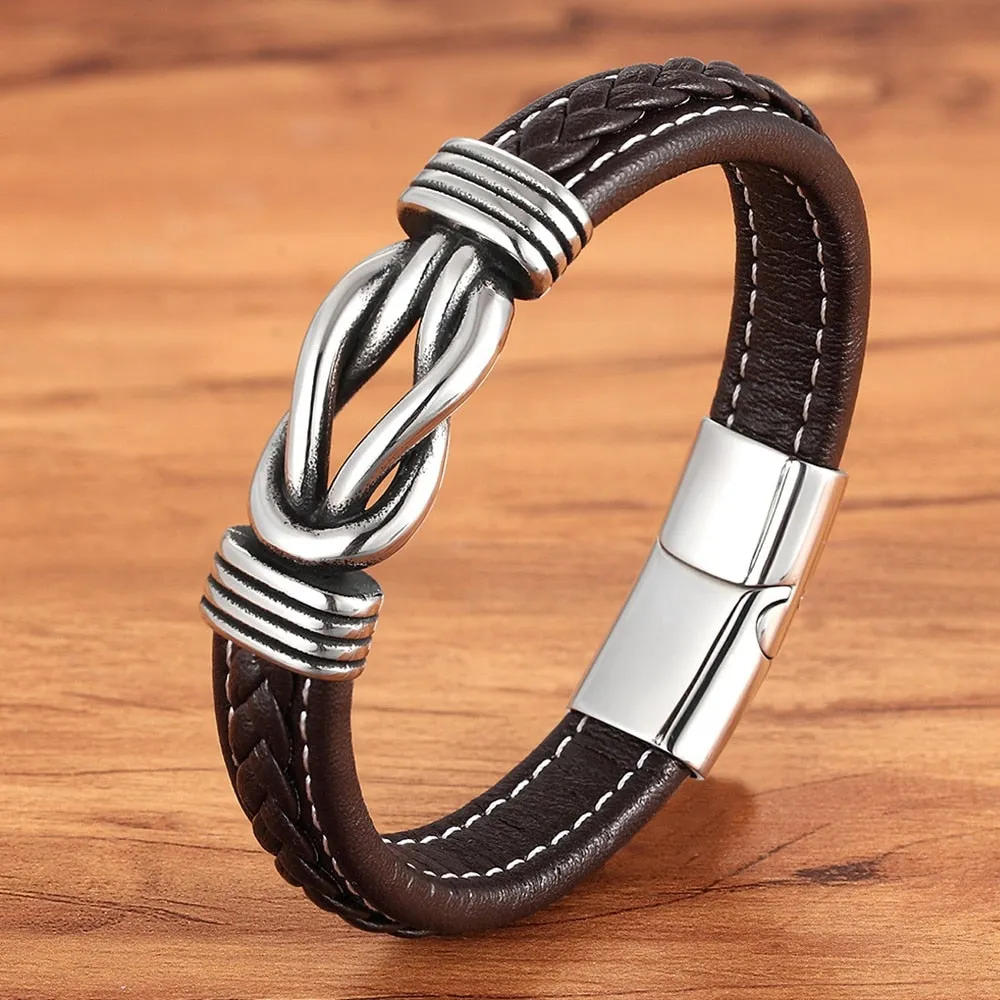 Vegan Leather Bracelet With Square Knot Buckle