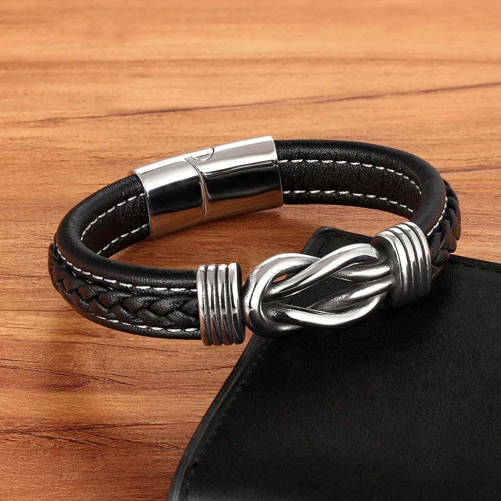 Vegan Leather Bracelet With Square Knot Buckle