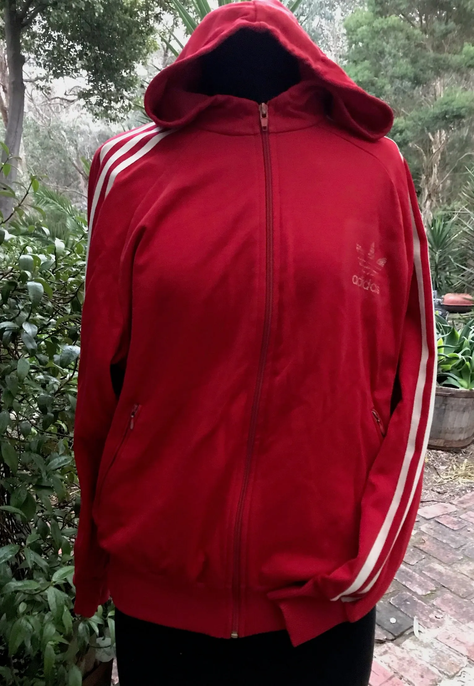 Vintage Adidas Track Top with Hood  #C236  FREE AUS POSTAGE