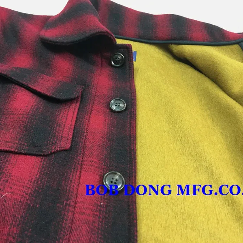 Vintage Woolen Plaid Checks Hunting Jacket with Turn-down Collar