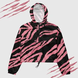 Women’s Pink Tiger Pattern Cropped Windbreaker