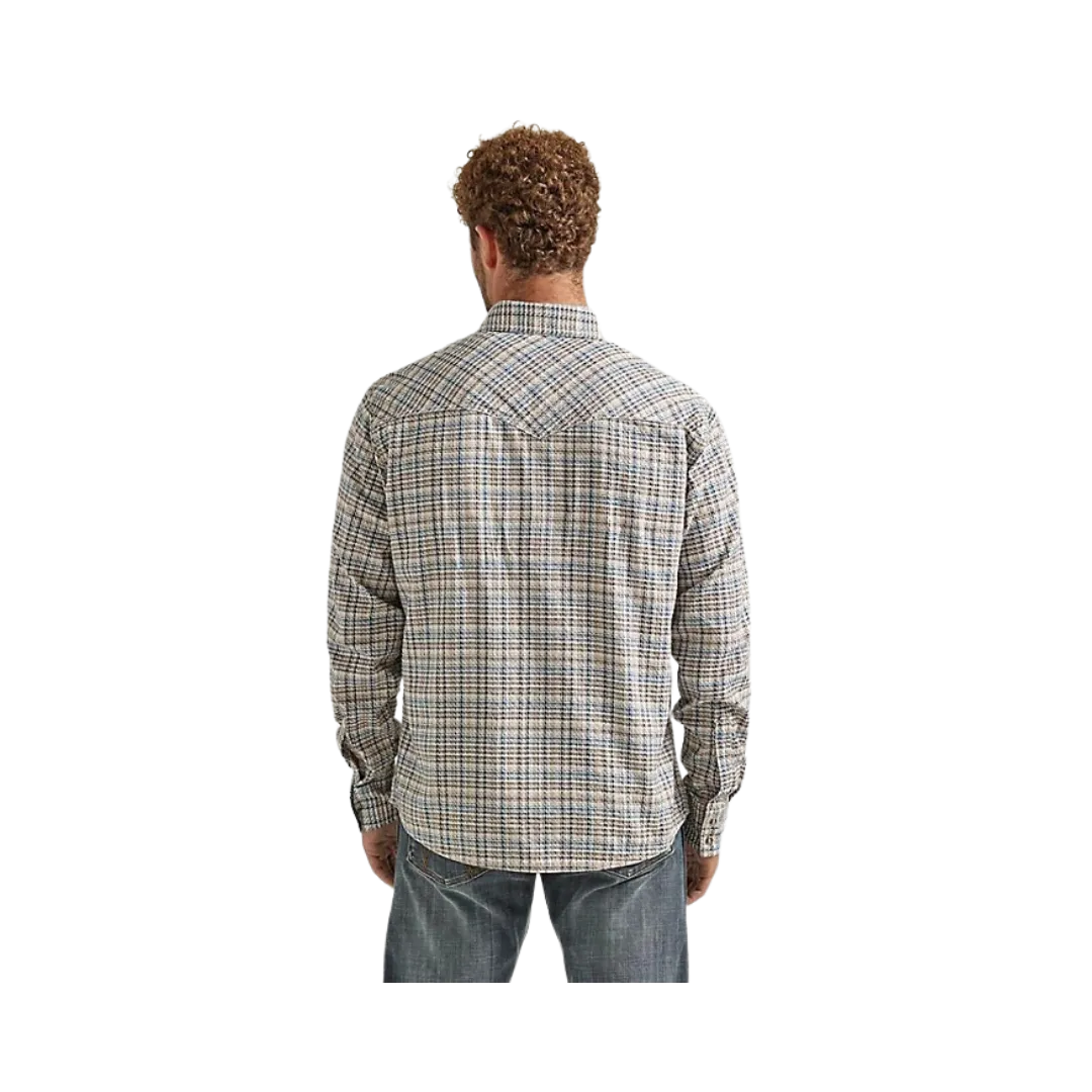 Wrangler Men's Retro Premium Long Slevee  Snap Plaid Haze Shirt