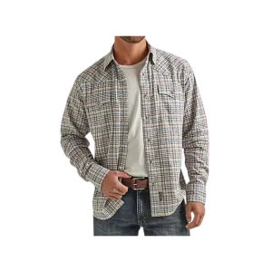 Wrangler Men's Retro Premium Long Slevee  Snap Plaid Haze Shirt