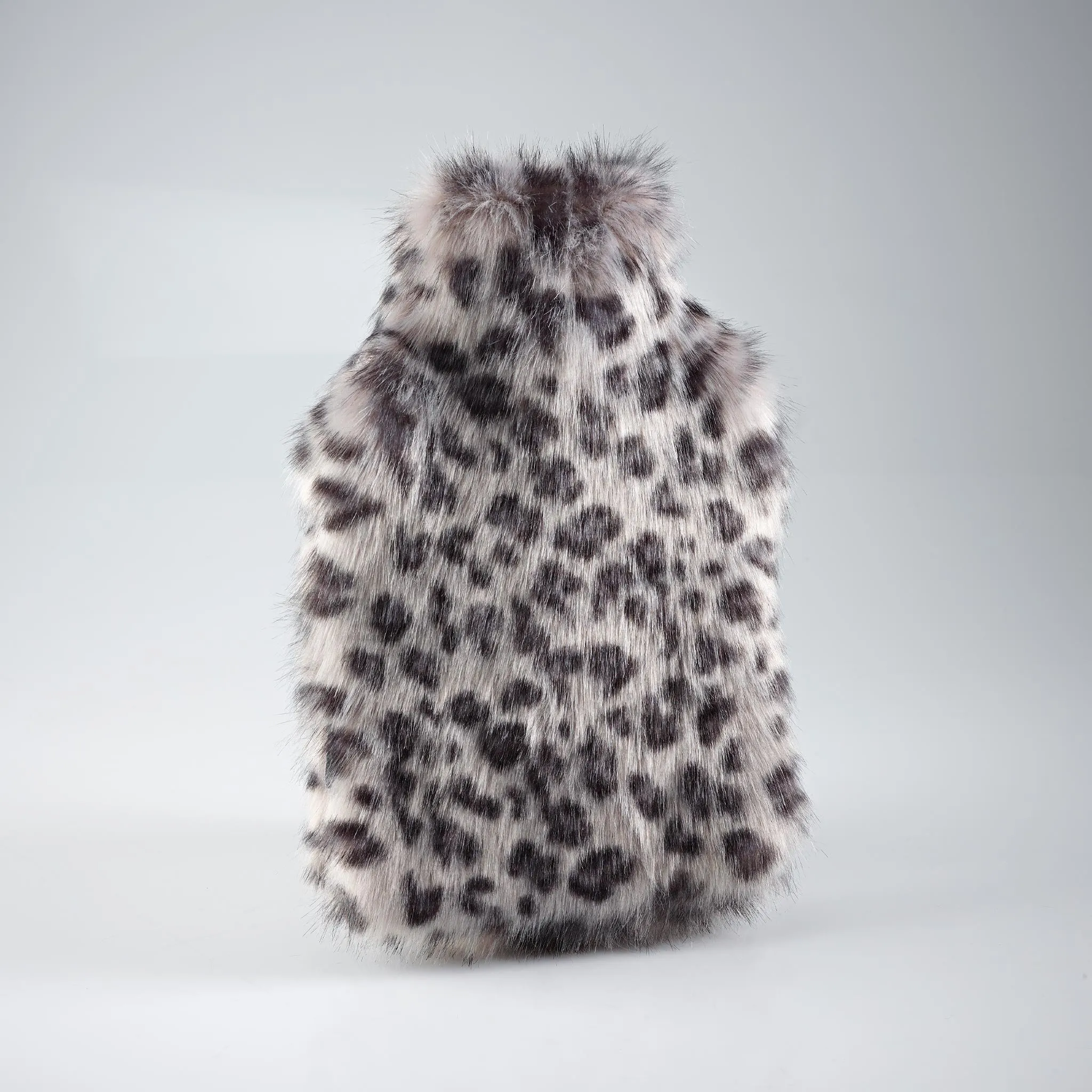 x2 Faux Fur Hot Water Bottles (THIS ONE   A SECOND COLOUR CHOICE) Grey Leopard by Katrina Hampton